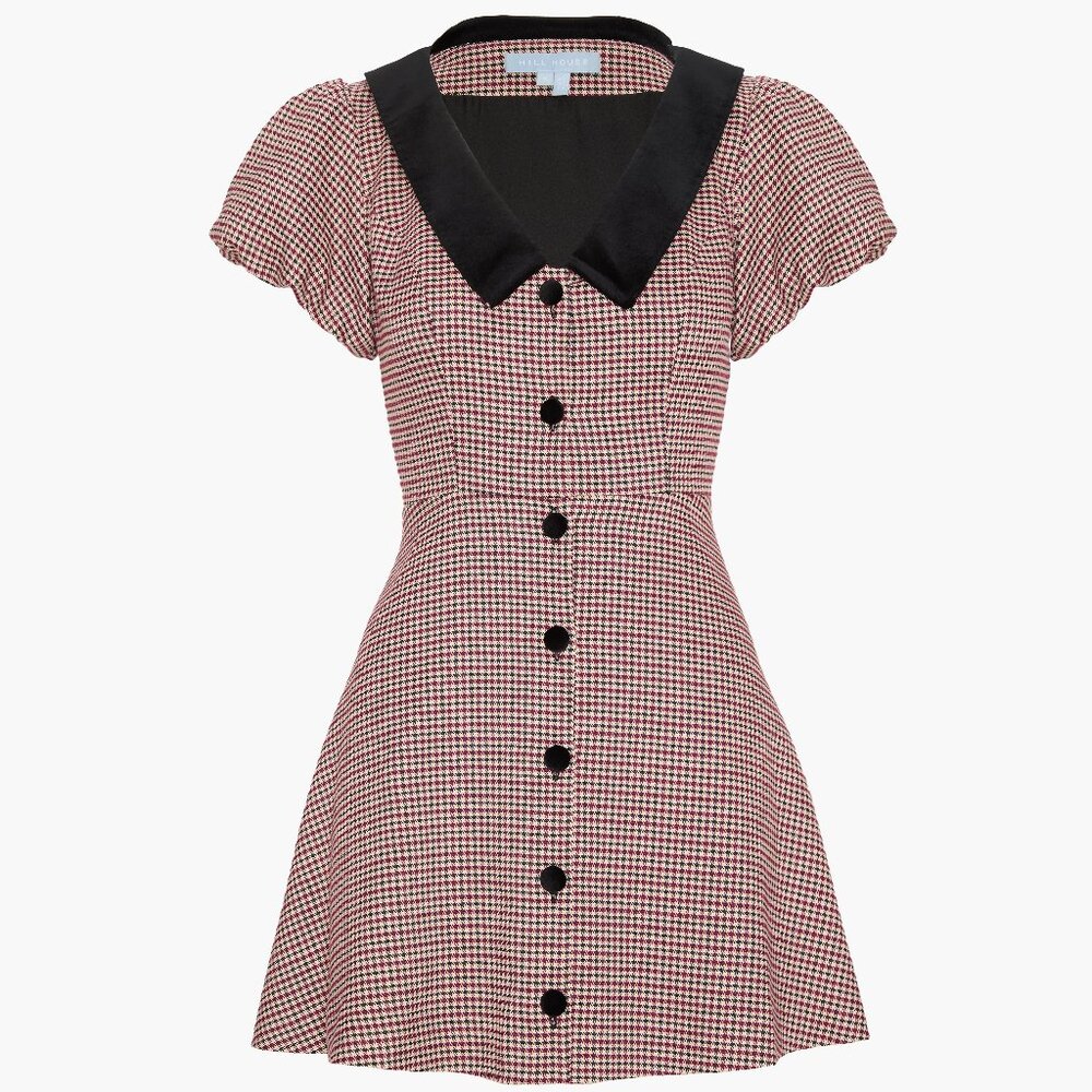 Hill House Home The Samantha Dress - Burgundy Holmes Houndstooth Size MBurgundy